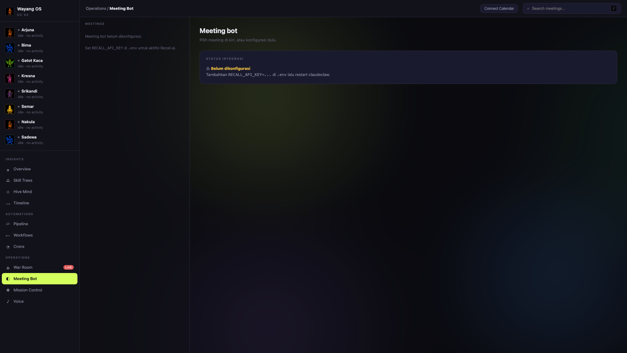Meeting Bot dashboard